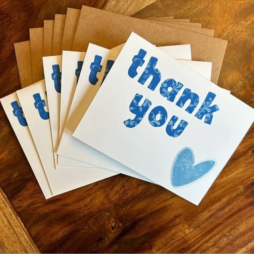 Greeting Cards Thank You Notes Thank You Card Set of 6 Custom Handcrafted Art